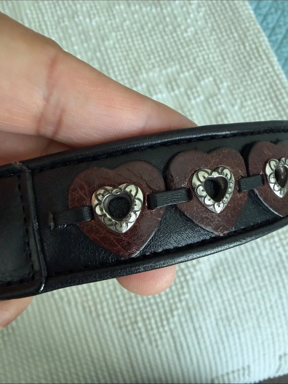Brighton vintage Heart-Studded Black Leather size medium 30
